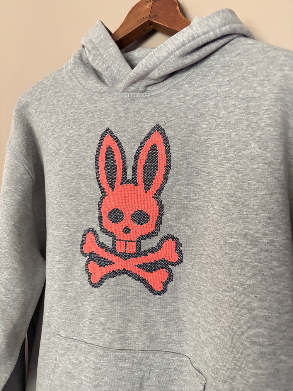 Psycho Bunny gray fleece lined Lancaster hooded sweatshirt sz S/M streetwear EUC - Picture 2 of 11